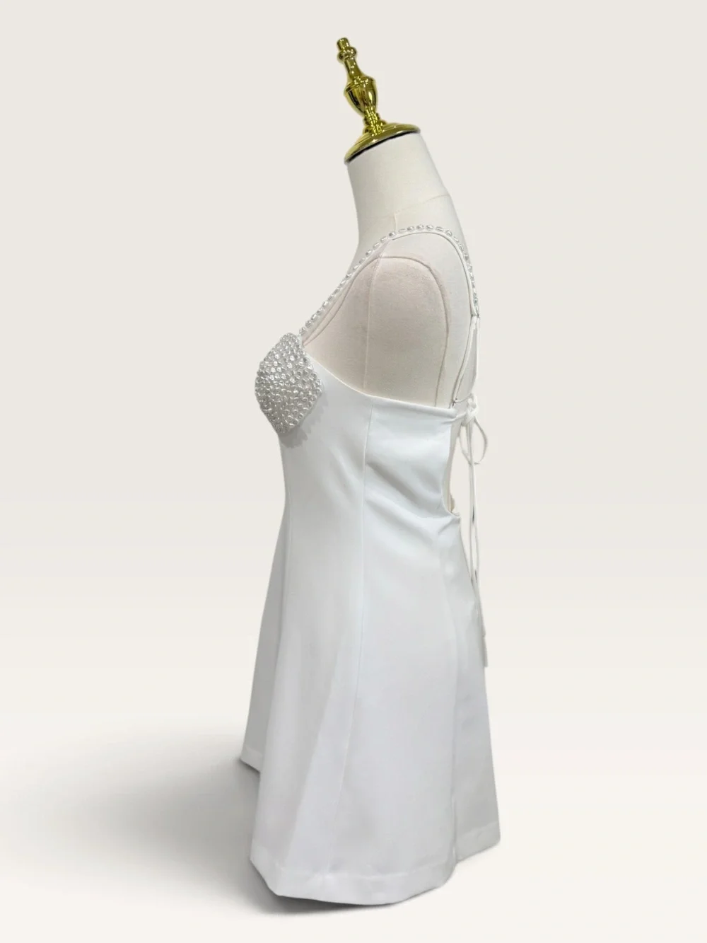 Gianni Bini Chloe A-Line Cut-Out Sequin(Pearl) Crepe White Party Dress NWT $249